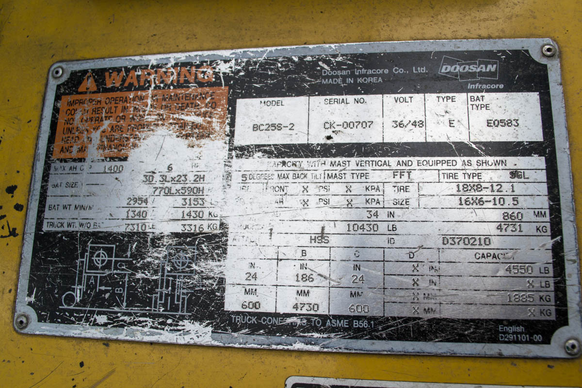 Doosan Bc25s 5000lbs Forklift Coast Machinery Group