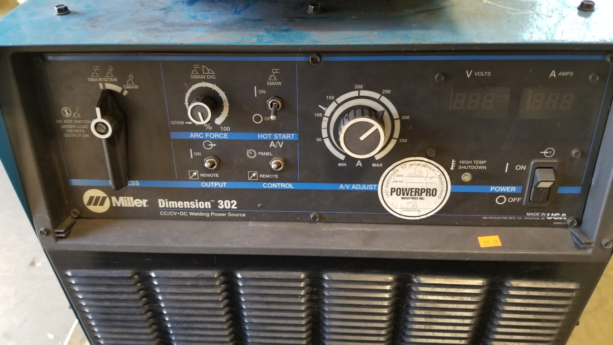 Used Miller Dimension 302 CCCV.DC Power Source Coast Machinery Group
