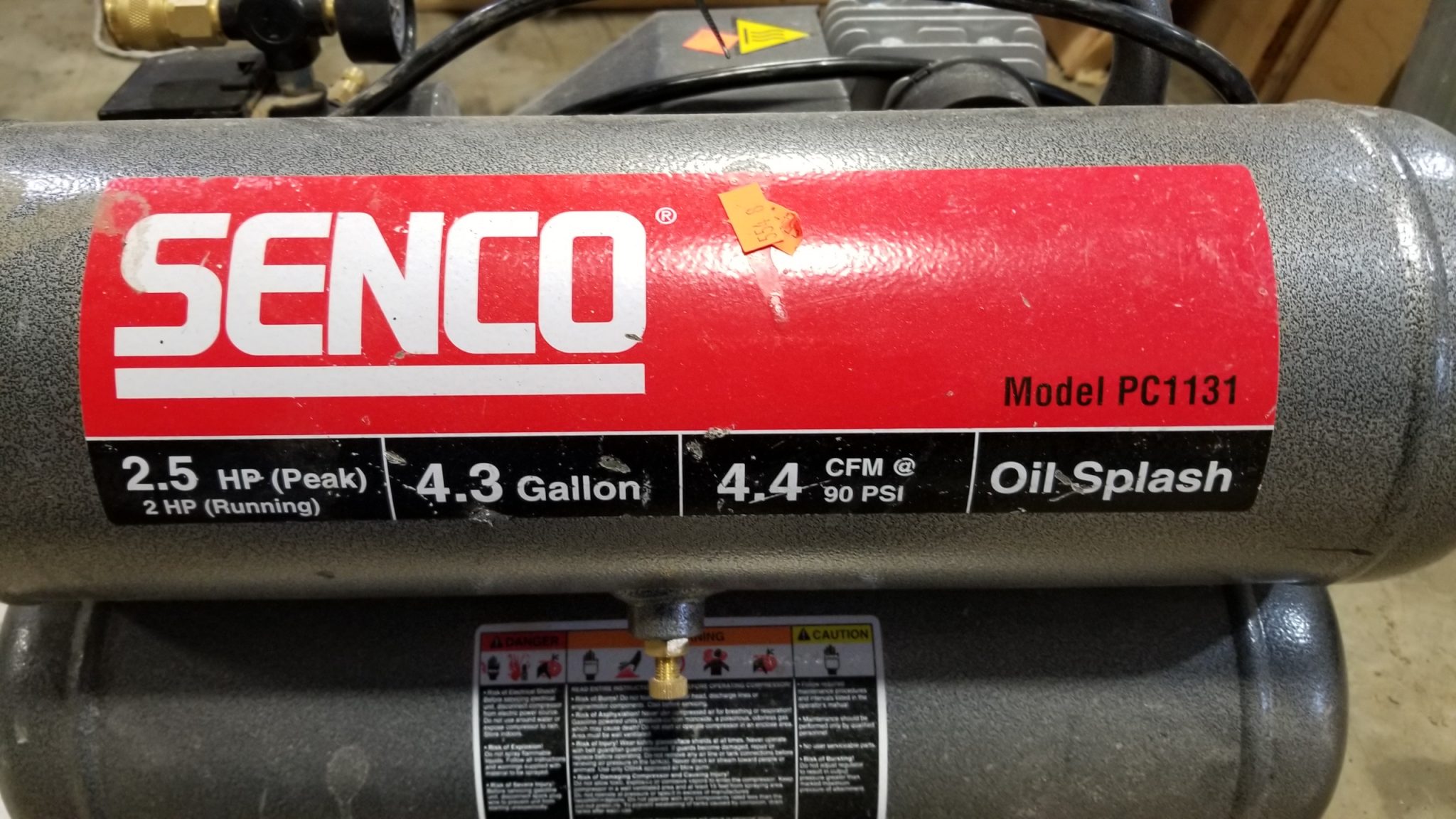 Used Senco PC1131 2 HP, 4.3 Gallon Twin Tank Air Compressor Coast