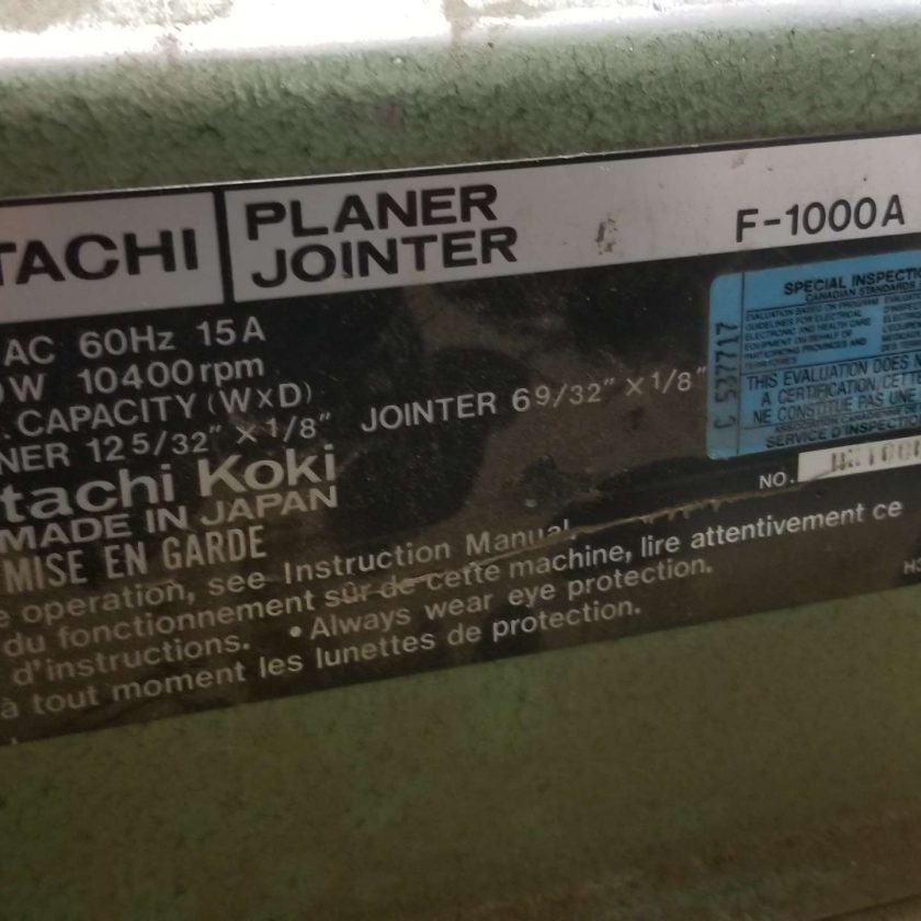 Used HITACHI F1000A Planer / Jointer Coast Machinery Group