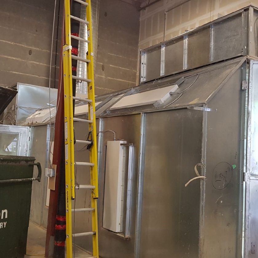 Used Paint Booth Closed c/w fire suppression system Coast Machinery Group