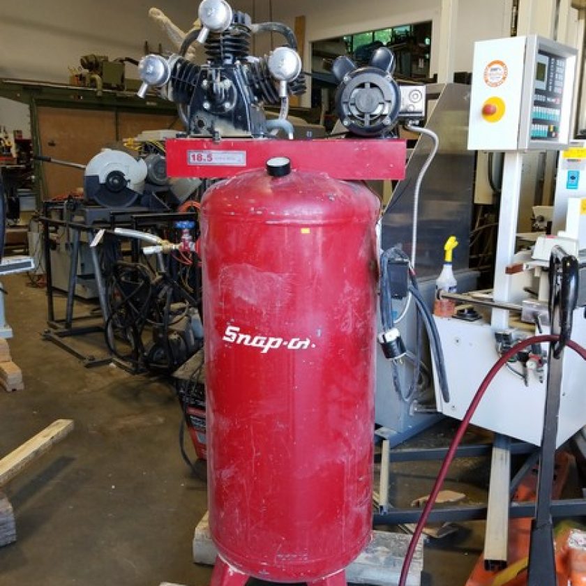 Used SnapOn 18.5 ACPM 100PSI 5HP 3 Head Vertical Tank Air Compressor