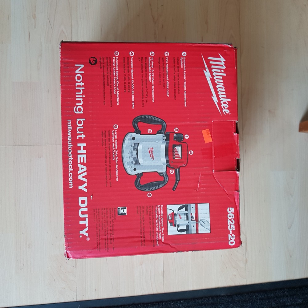 Milwaukee 5625-20 15 Amp 3-1/2-Horsepower Fixed Base Variable Speed Router with T-Handle Height Adjustment Wrench and 1/2-Inch Collet Milwaukee 5625-20 15 Amp 3-1⁄2-Horsepower Fixed Base Variable