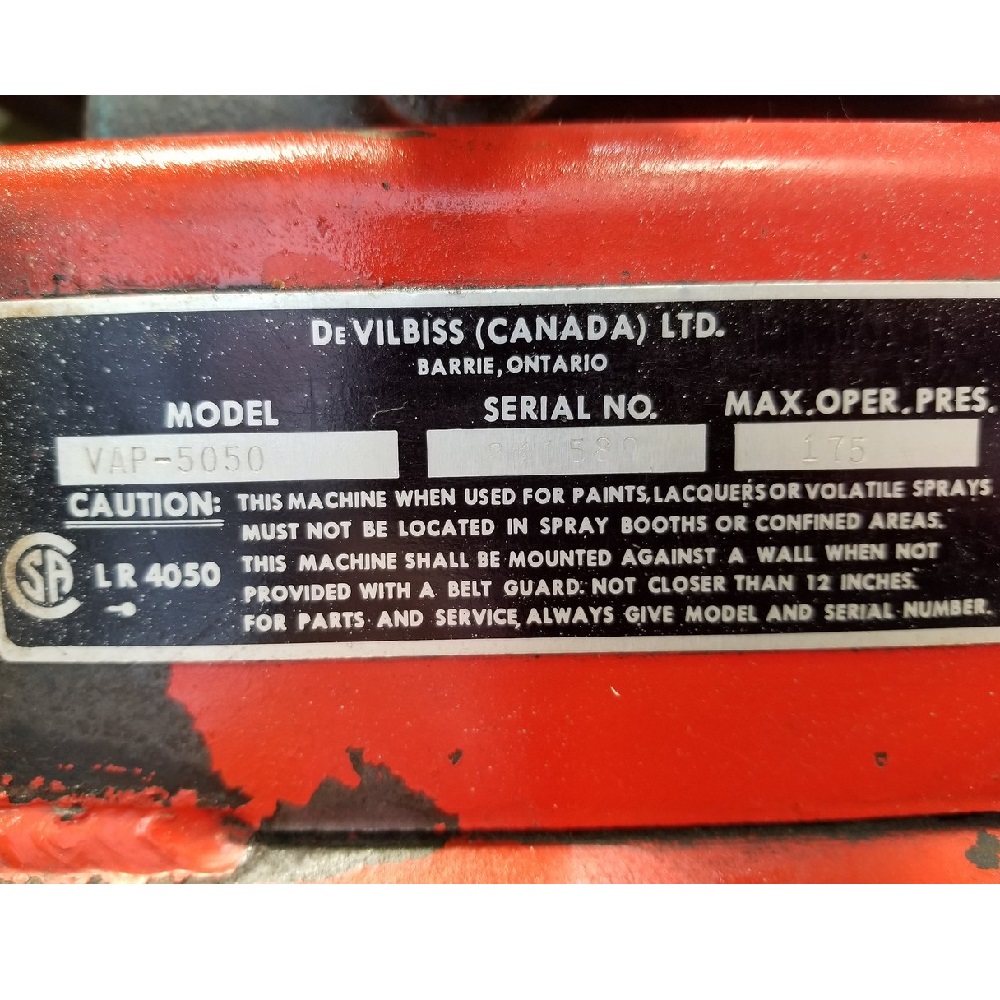 Used Devilbiss Model VAP 5050 Air Compressor  Coast Machinery Group