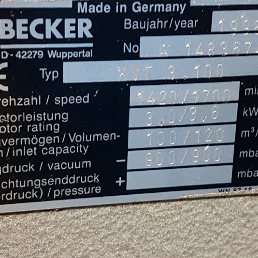 Used Becker D42279 Vacuum Pump Coast Machinery Group