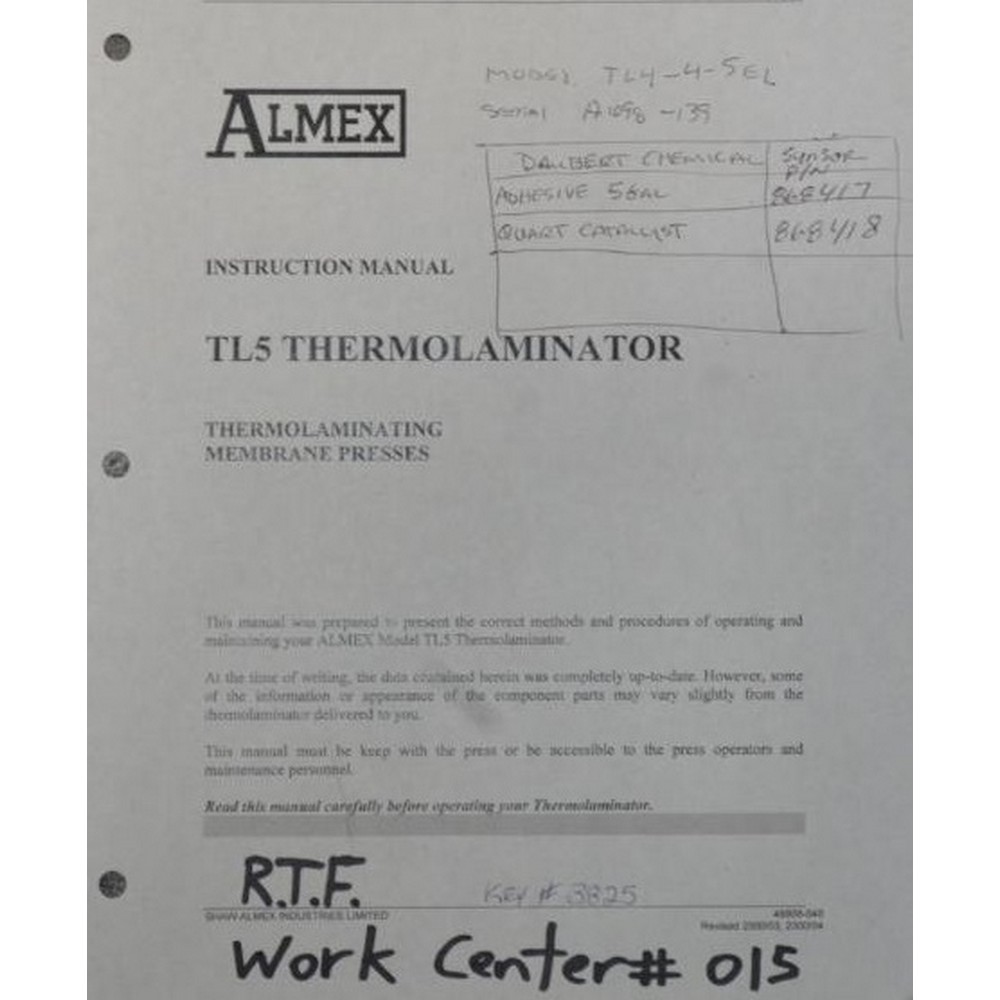 Shaw Almex TL445EL Membrane Press Coast Machinery Group