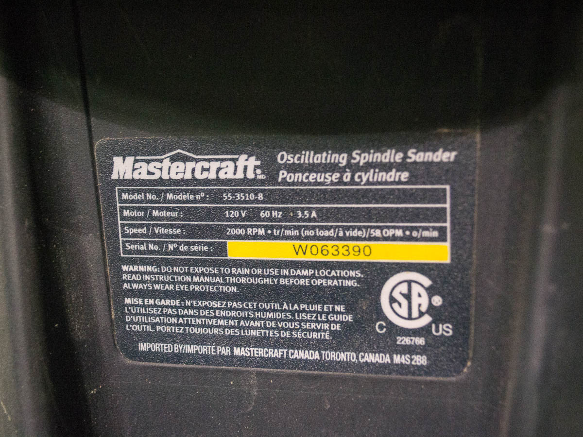 Used Mastercraft Oscillating Spindle Sander Coast Machinery Group