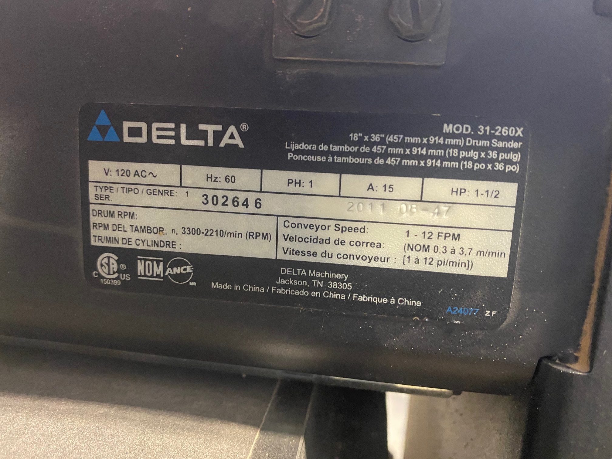 Used Delta 31260X Drum Sander Coast Machinery Group