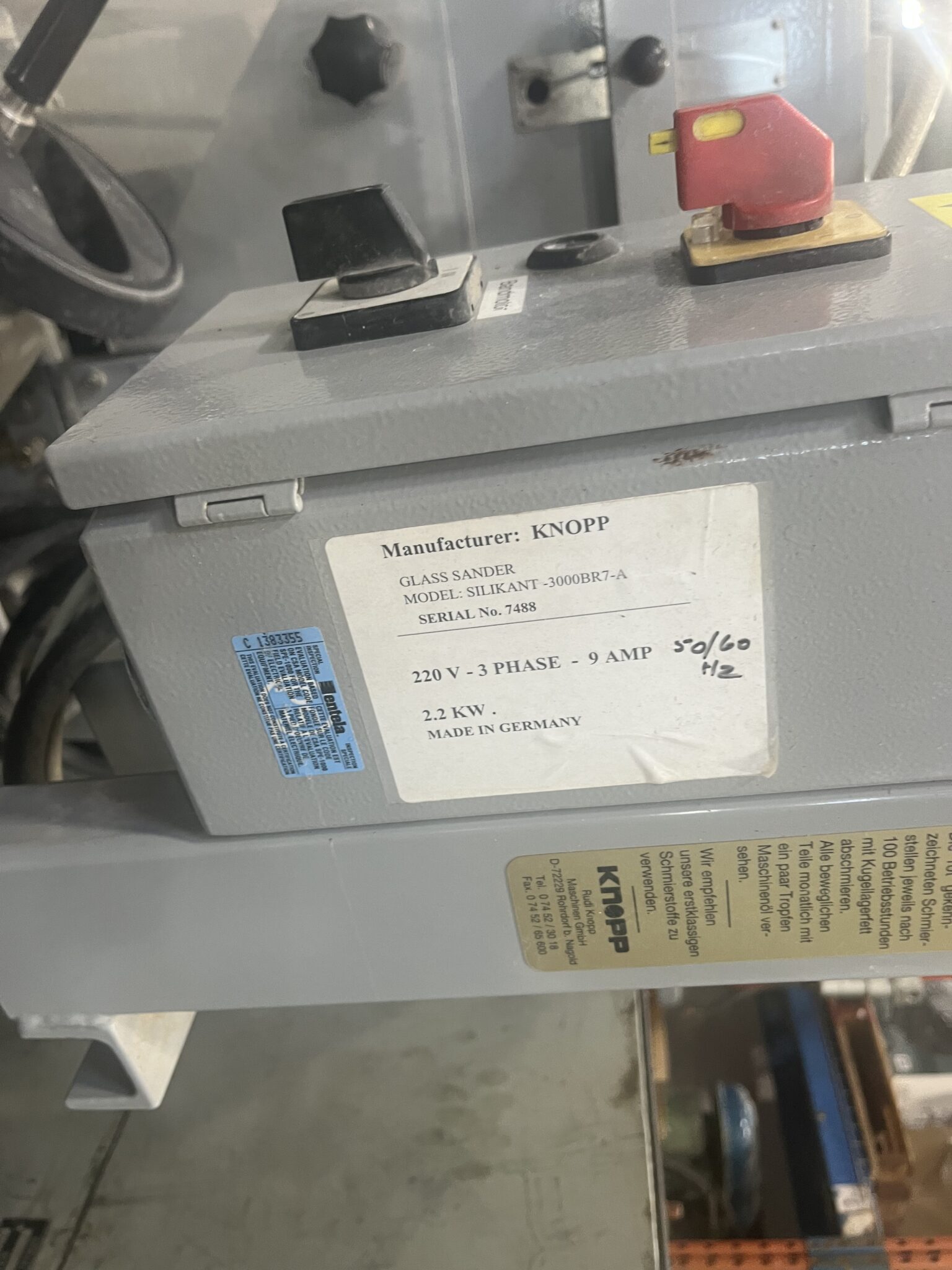 Used Knopp Silikant3000 Glass Sander Coast Machinery Group